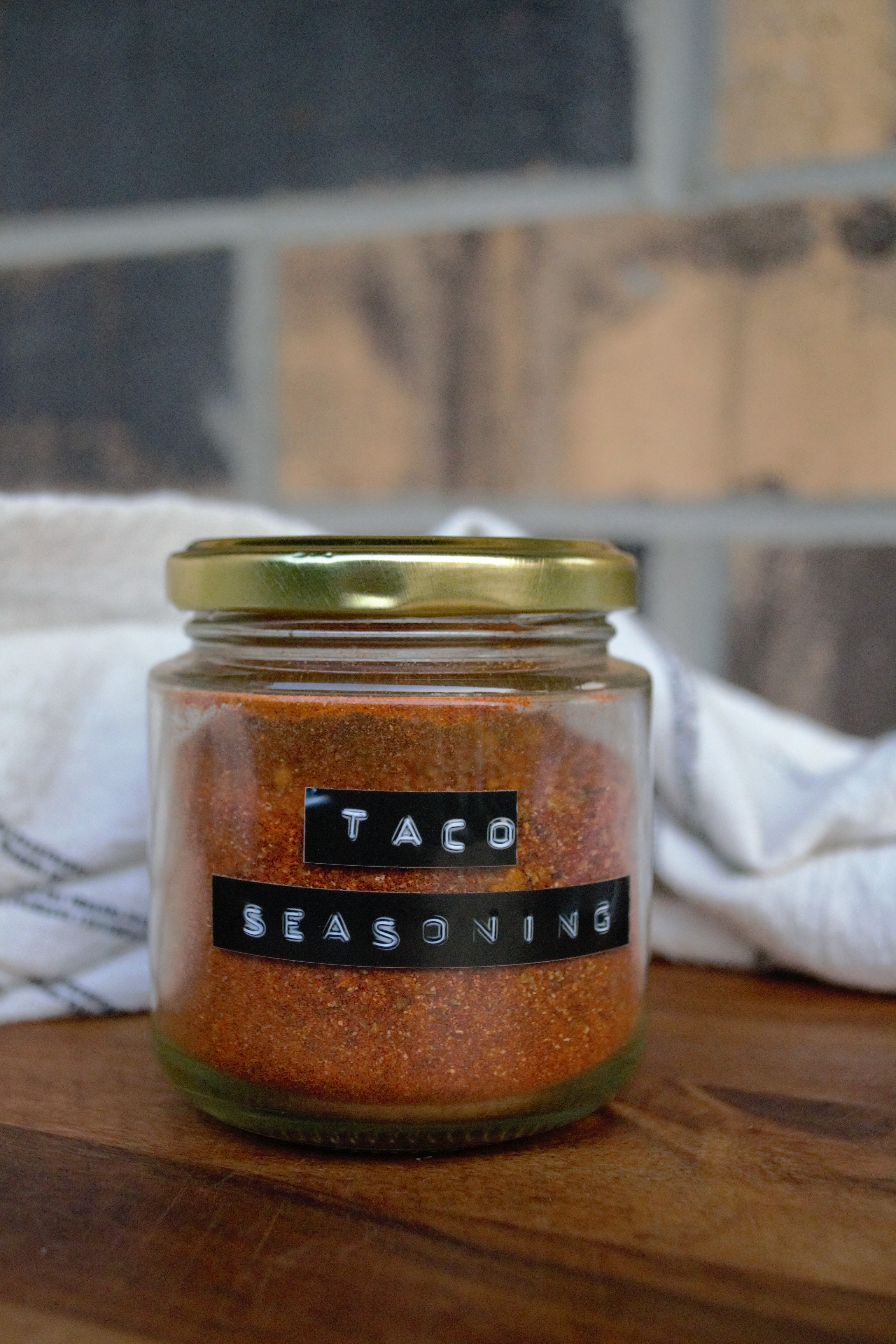 Jar of homemade taco seasoning