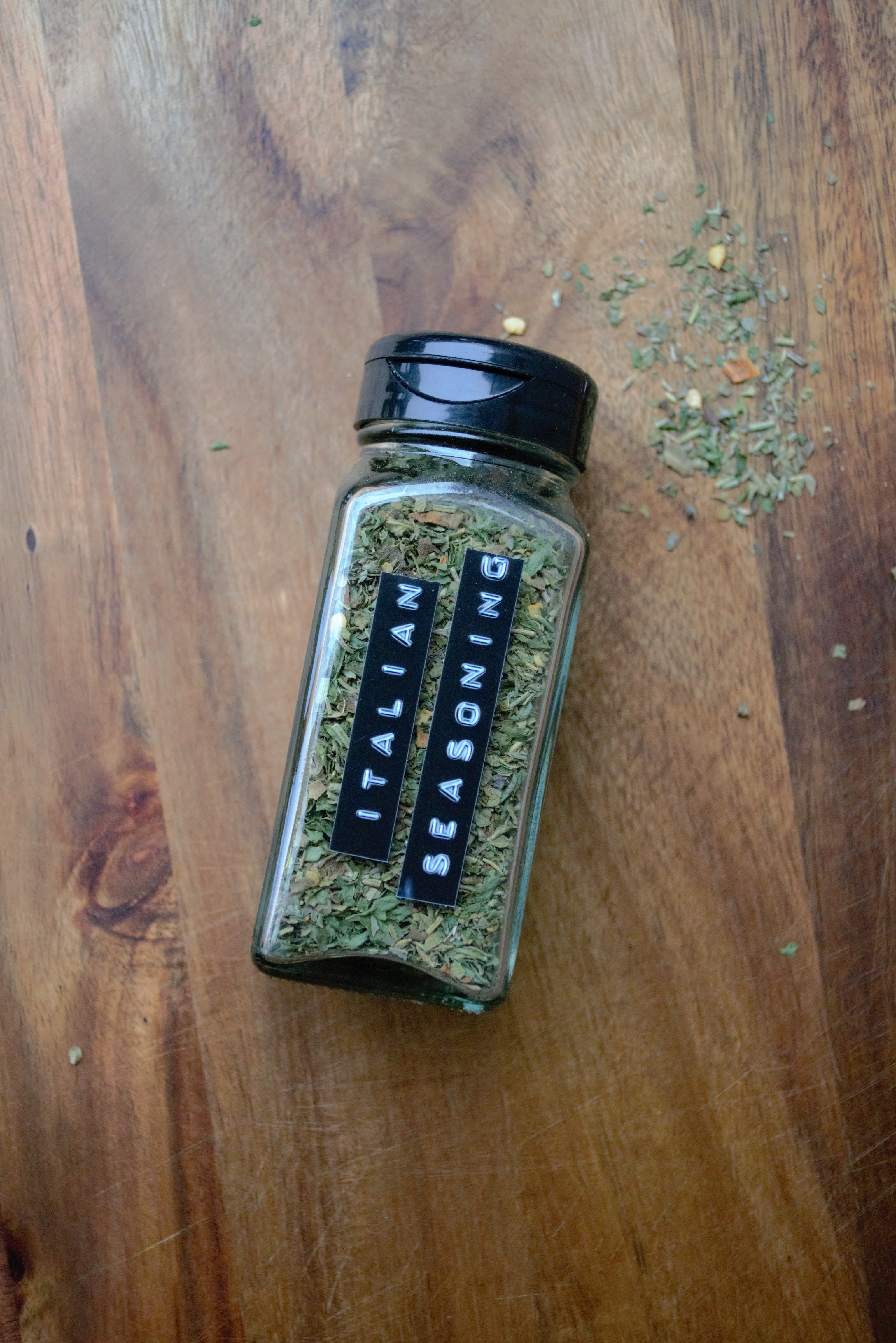 Spice shaker of homemade Italian seasoning