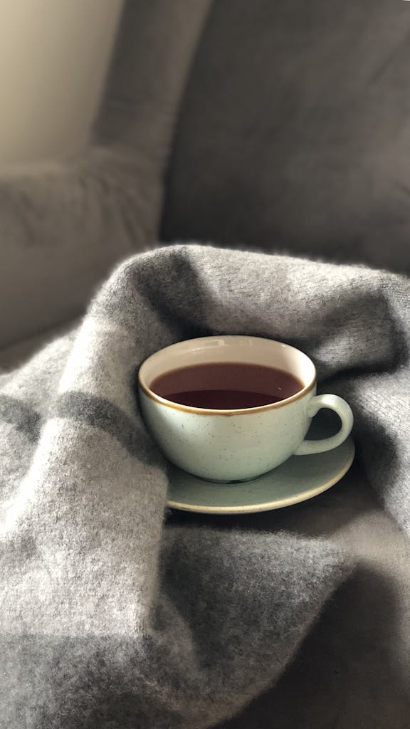 White Ceramic Cup on Saucer