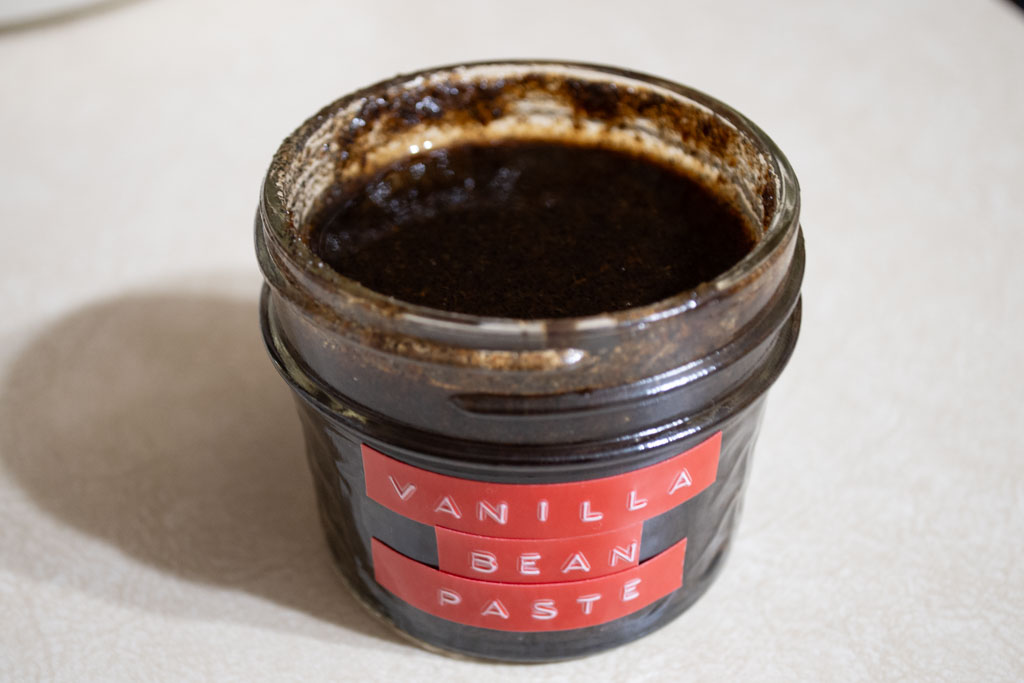 4 ounce glass jar of homemade vanilla bean paste